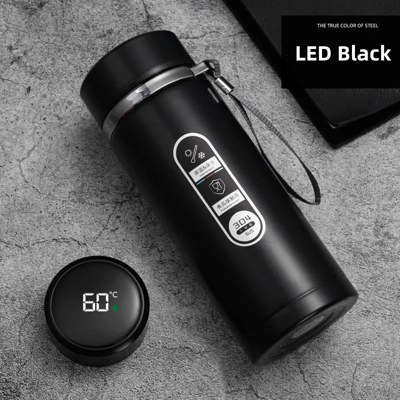 Stainless Steel Thermos Bottle with LED Temperature Display – 500ml & 1L - Kitchenley
