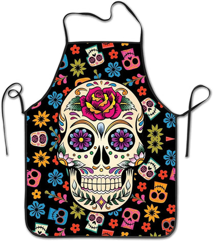 Sugar Skull Print Halloween Cooking Apron
