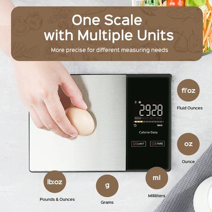 Smart Digital Kitchen Scale with Calorie & Nutrition Calculator – 5kg Stainless Steel Food Scale