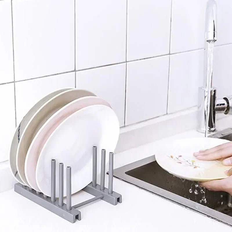 Wooden Dish Drainer & Drying Rack – Kitchen Plate Stand, Pot Lid Holder & Cup Display Shelf