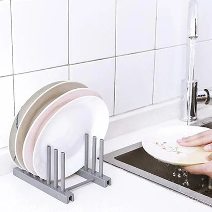 Wooden Dish Drainer & Drying Rack – Kitchen Plate Stand, Pot Lid Holder & Cup Display Shelf