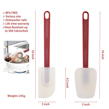 LMETJMA Heat Resistant Rubber Spatula Nonstick Silicone Spatula Scrapers Commercial High Temp Kitchen Baking Spatula JT491