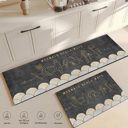 Anti Slip Kitchen Floor Mat,Water Absorbing Rug,Fashion Pattern Decoration Carpet,Multi Functional Door Mat,Bathroom Floor Mat