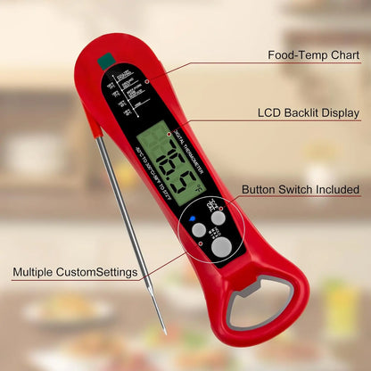 Instant Read Meat Thermometer for Cooking, Fast & Precise Digital Food Thermometer with Backlight, Magnet, Calibration, kitchen