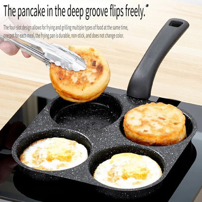 1pc Medical Stone Four-hole Omelette Pot Household Non-stick Flats-bottomed Egg Dumpling Pot Breakfast Egg Burger Frying Pan