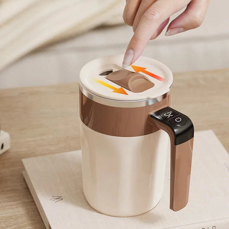 400ML Mixing Cup LED Temperature Display Coffee Cup 316 Stainless Steel Magnetic rotating stirring Milk Coffee Self Stirring Mug