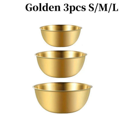 17/19/22CM Stainless Steel Salad Bowls Egg Flour Mixing Basin Fruit Vegetable Noodle Container for Kitchen Tableware Baking Tool