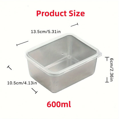 6-Piece Stainless Steel Food Storage Containers Set With Lids - Leakproof, Stackable & Reusable For Camping, Picnics, School