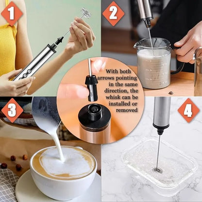 3 in 1 Electric Handheld Milk Frother 3 Adjustable Speeds Mini Hand Mixer Detachable Stainless Steel Whisk Home Kitchen Use Tool