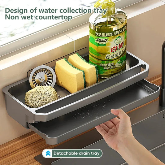 Kitchen Shelf Sponge Holder Sink Organizer Drain Rack Self-draining Dishcloth Faucet Storage Soap Drainer Kitchen Accessories
