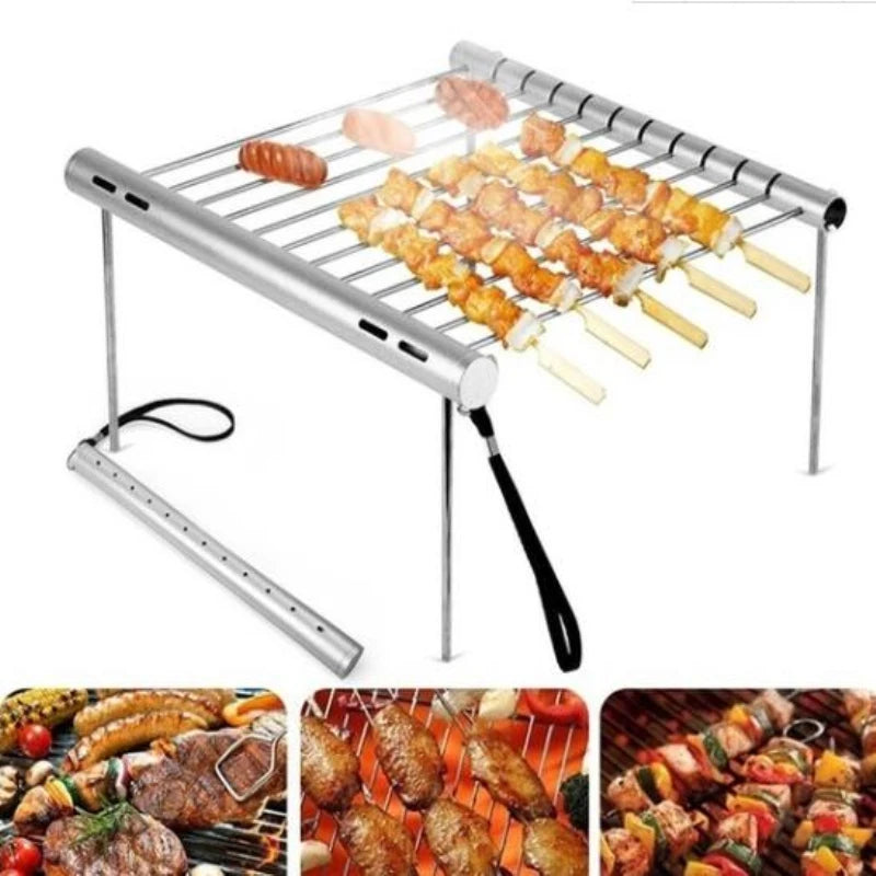 Folding Portable Stainless Steel Mini BBQ Grill – Pocket Barbecue Grill for Home & Park Use