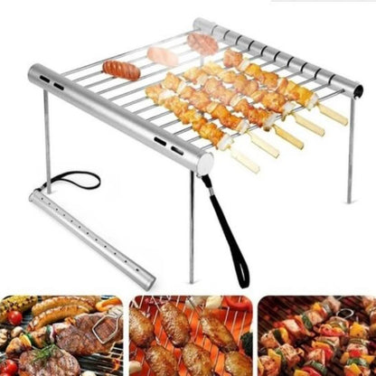 Folding Portable Stainless Steel Mini BBQ Grill – Pocket Barbecue Grill for Home & Park Use