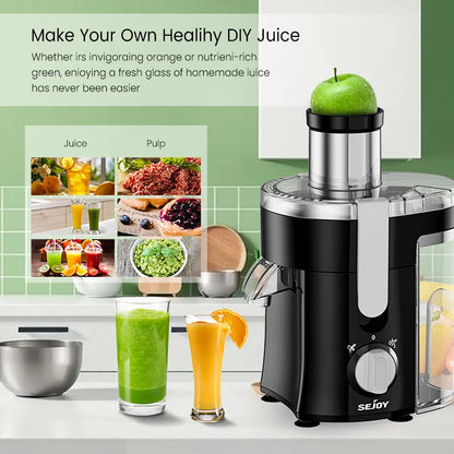 SEJOY Centrifugal Juicer Machine Compact Automatic Pulp Ejection Electric Citrus Juicer Extractor Machine Fruit Veg Blender