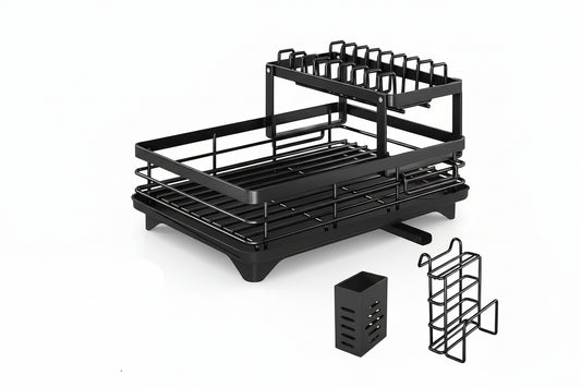 Double-Tier Extendable Dish Drainer – Expandable Drying Rack for Kitchen