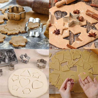 Mini Stainless Steel Mould Heart Star Flower Geometric Shape Cookie Cutters 30Pcs/Box Kitchen Fondant Biscuit Pastry Bakeware