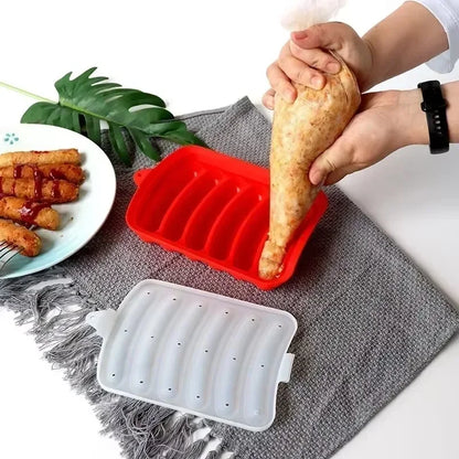 Sausage Maker Mould 6 Cavity Silicone DIY Ham Hot Dog Making Moulds With Lid Kitchen Household Sausages Cake Baking Tools Molds
