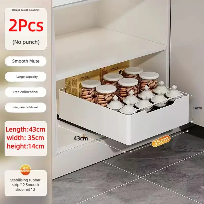 Pull-Out Kitchen Storage Rack with Slide Rails – Cabinet Organizer - Kitchenley