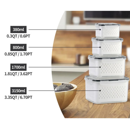 Fridge Fruit Storage Containers with Removable Washing Bowl & Strainer – Produce Keeper for Salad, Berries & Lettuce