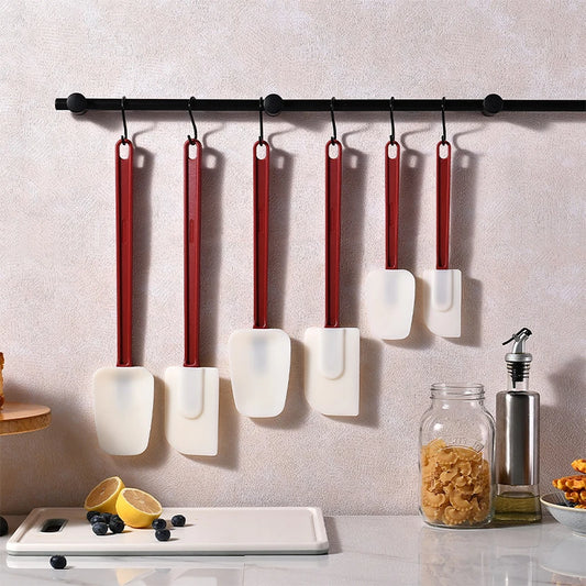 LMETJMA Heat Resistant Rubber Spatula Nonstick Silicone Spatula Scrapers Commercial High Temp Kitchen Baking Spatula JT491