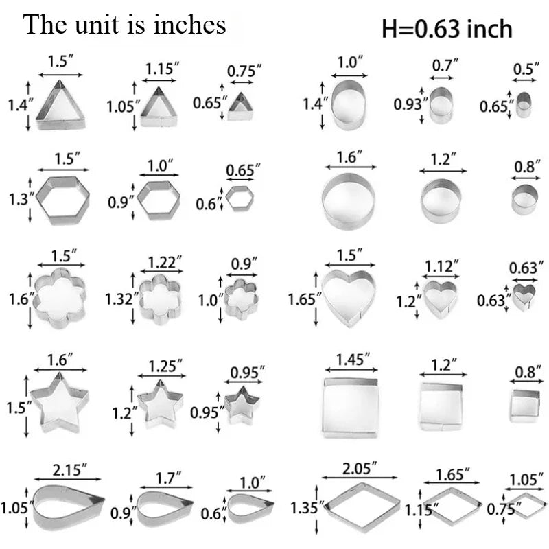 Mini Stainless Steel Mould Heart Star Flower Geometric Shape Cookie Cutters 30Pcs/Box Kitchen Fondant Biscuit Pastry Bakeware