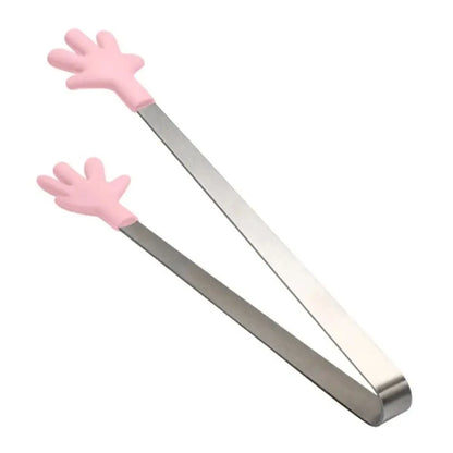 Creative Silicone Stainless Steel Mini Snack Food Tongs Non-slip Handles BBQ Bread Ice Cube Clip Kitchen Accessories BBQ