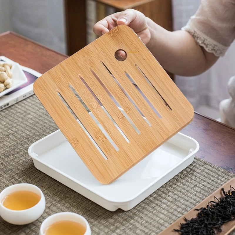 Mini Bamboo Chinese Kung Fu Tea Tray – Serving Tray Box for Tea Ceremonies