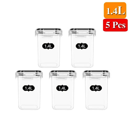 Food Storage Containers Kitchen Organizer and Storage Container with Lids Refrigerator Noodle Box Tank Sealed Cans 5Pcs Set