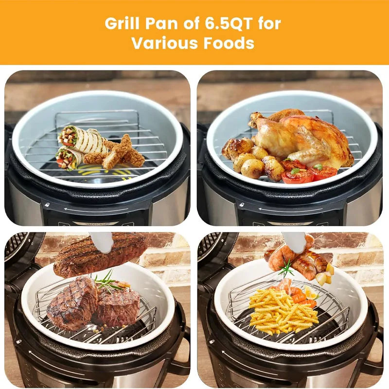 304 Stainless Steel Air Fryer Grill Rack & Vertical Skewer Stand – Dehydrator BBQ Rack & Toast Bread Holder