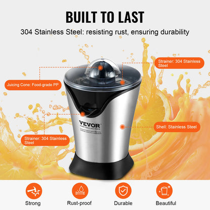 SucceBuy Electric Citrus Juicer Orange Juice Squeezer With One Juicing Cone 100W Stainless Steel Filter Orange Juice Maker