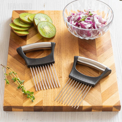Kitchenley Onion Slicer with Stainless Steel Safety Holder – Tear-Free Vegetable Chopper for Onions, Potatoes & Tomatoes