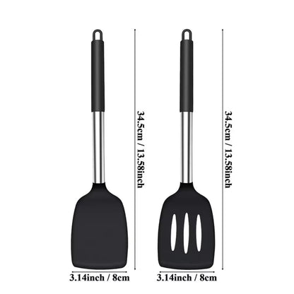 2PCS Silicone Spatula Set Heat Resistant Non-Scratch Kitchen Utensils Dishwasher Safe for Baking Frying Steak Cooking Essentials