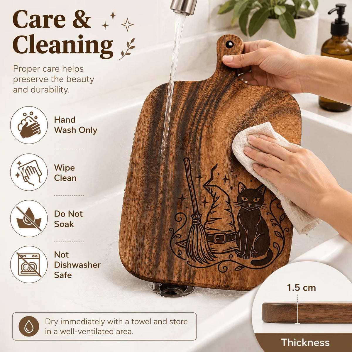 Wooden Carved Halloween Cutting Board