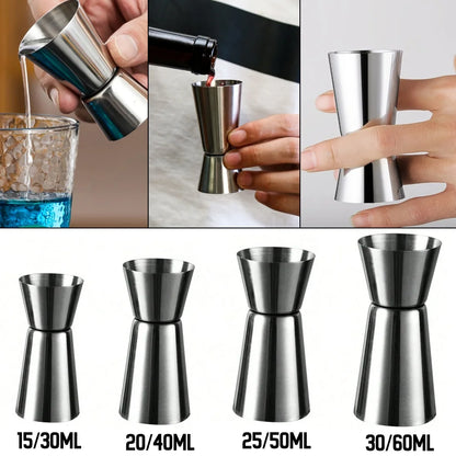 Stainless Steel Dual Shot Jigger & Cocktail Measurer – Bar Tool Peg Measurer for Drinks & Alcohol