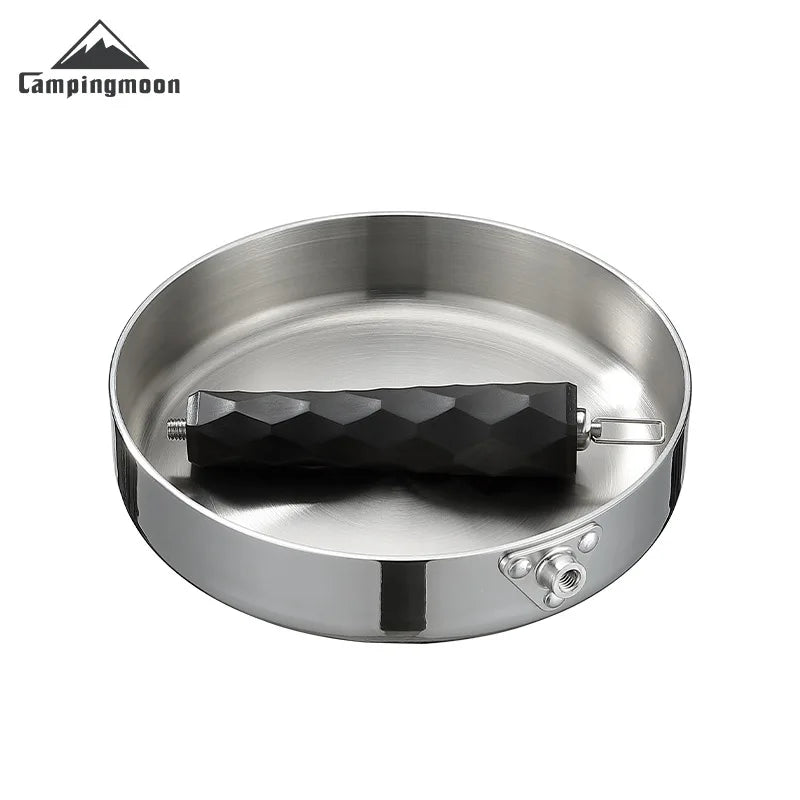 CAMPINGMOON CC-19 Portable Deep Frying Pan – Three-Layer Steel Camping Pan with Detachable Handle