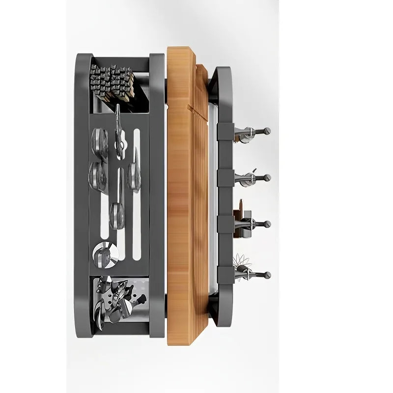 Kitchenley Stainless Steel Knife & Cutting Board Integrated Storage Rack – Countertop Holder for Kitchen Organization