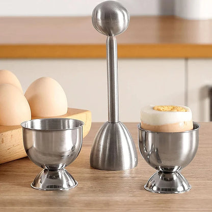 Egg Shell Opener Stainless Steel Egg Cup Holders Hard Soft Boiled Egg Topper Cutter Cracker Kitchen Tools Gadget for Cooking