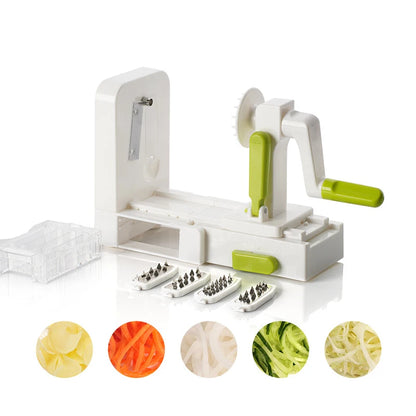 LMETJMA Vegetable Spiralizer Slicer 5 in 1 Rotary Cheese Vegetable Shredder Grater Foldable Veggie Pasta Spaghetti Maker JT319