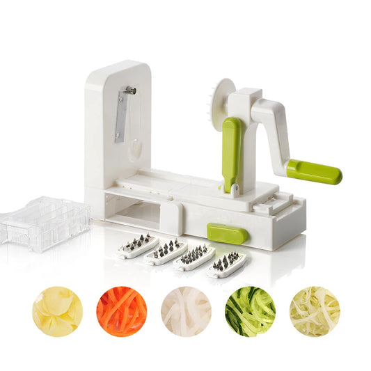 LMETJMA Vegetable Spiralizer Slicer 5 in 1 Rotary Cheese Vegetable Shredder Grater Foldable Veggie Pasta Spaghetti Maker JT319