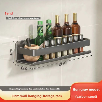 Multifunctional Item Shelf Condiment Storage Organizer Rack Organizer Spice Rack Organizer Wall Mount Seasoning Organizer Shelf
