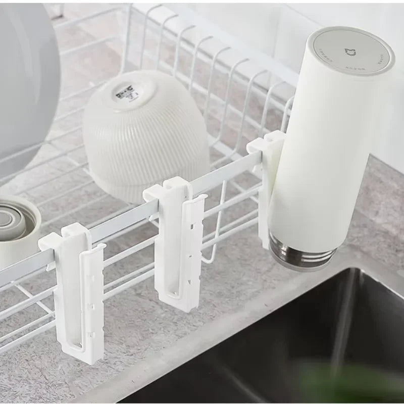Cup Holder Sink Dish Rack Adjustable Length Plastic Kitchen Organizer Cup Mug Bottle Drying Drainer for Kitchen Bathroom Space S