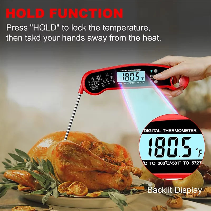 LMETJMA Digital Meat Thermometer Instant Read Meat Thermometer Digital with Probe Food Thermometer for Cooking Grilling JT-124