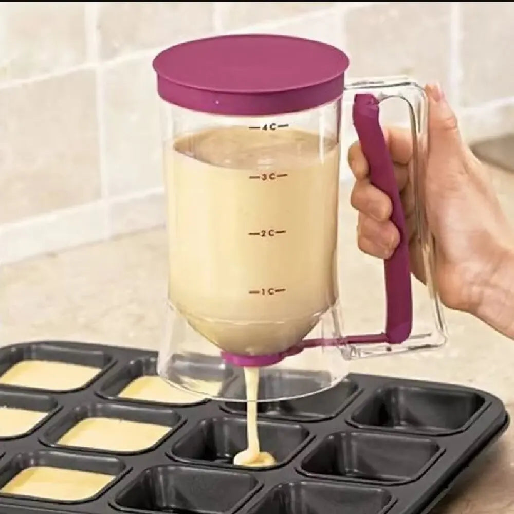 Kitchenley 900ml Batter Dispenser with Measuring Label – Squeeze Handle for Pancake, Cookie, Cake & Waffle Batter