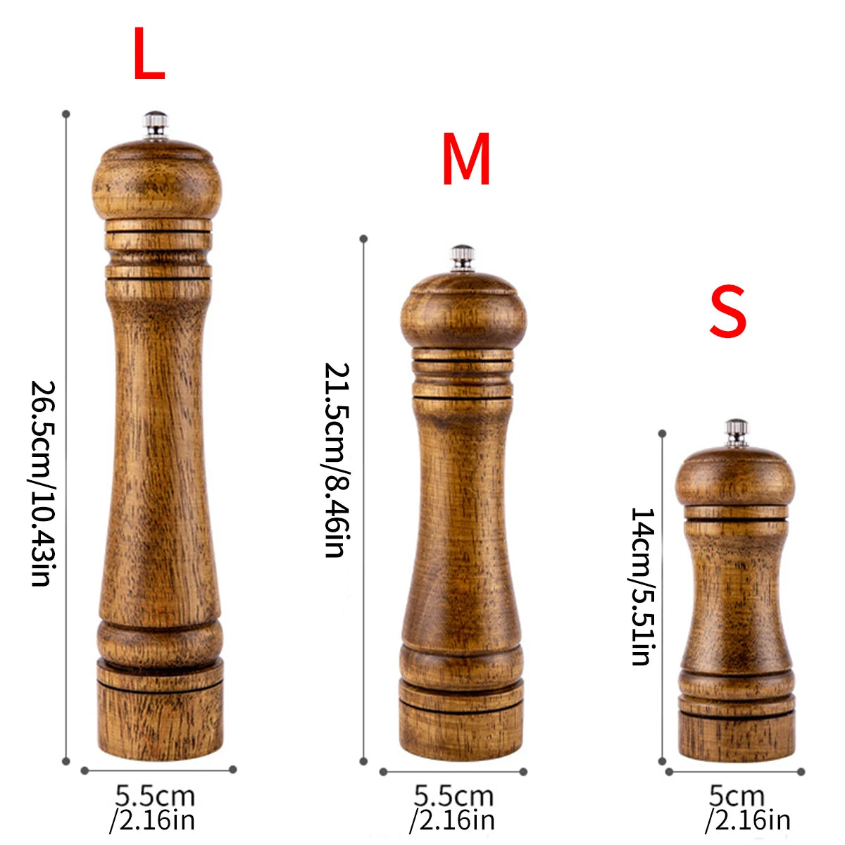 1PC Manual 5 inch 8 inch 10 inch grinder; pepper grinder; oak wood; Sichuan pepper; freshly ground pepper powder; seasoning jar.