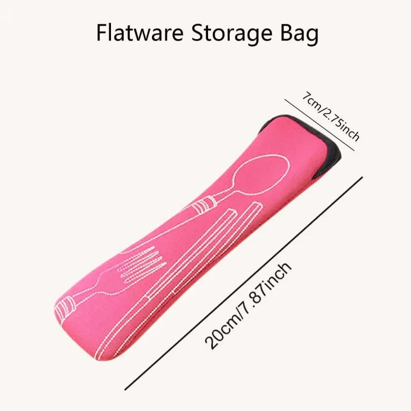 1PC Tableware Bag  Portable Dinner Set Travel Picnic Fork Packaging Outdoor Camping Kitchen Home Storage Bags(only Bag)