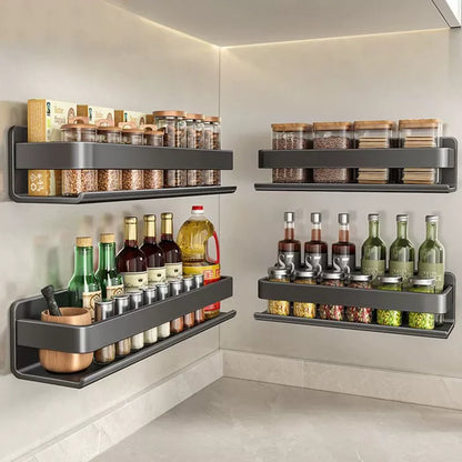Multifunctional Item Shelf Condiment Storage Organizer Rack Organizer Spice Rack Organizer Wall Mount Seasoning Organizer Shelf