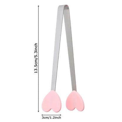Creative Silicone Stainless Steel Mini Snack Food Tongs Non-slip Handles BBQ Bread Ice Cube Clip Kitchen Accessories BBQ